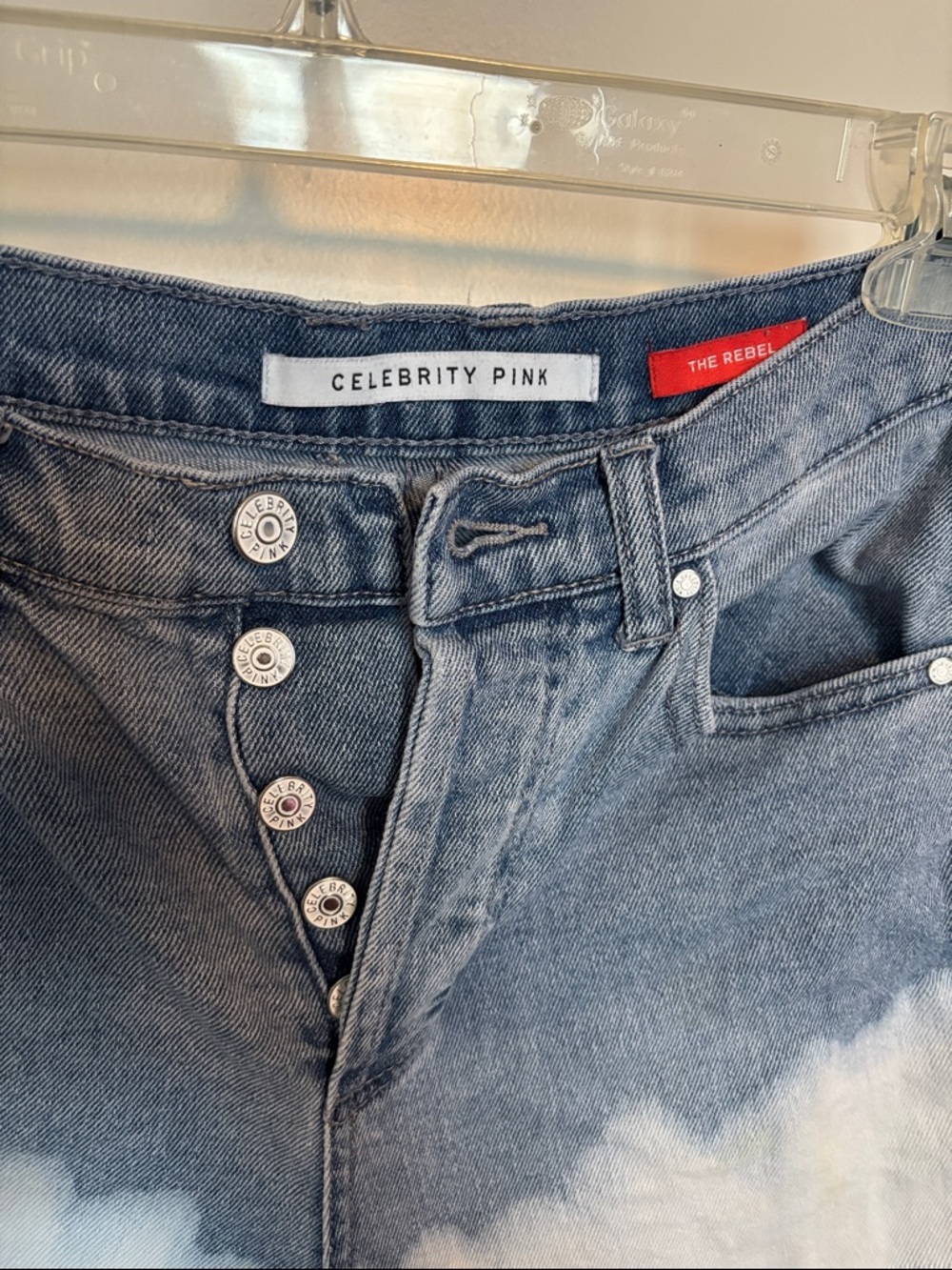 Celebrity Pink The Rebel Faded Blue Tie-Dye Button-Fly Jeans